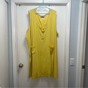 🌷Plus Size 5X+ Anthony Richard’s Yellow Sleeveless Button-Front Lounge Dress🌷